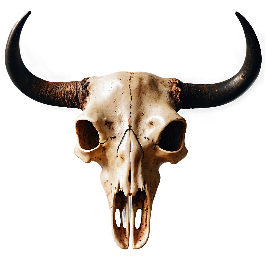 Bull Skull On Black Background Png Iih