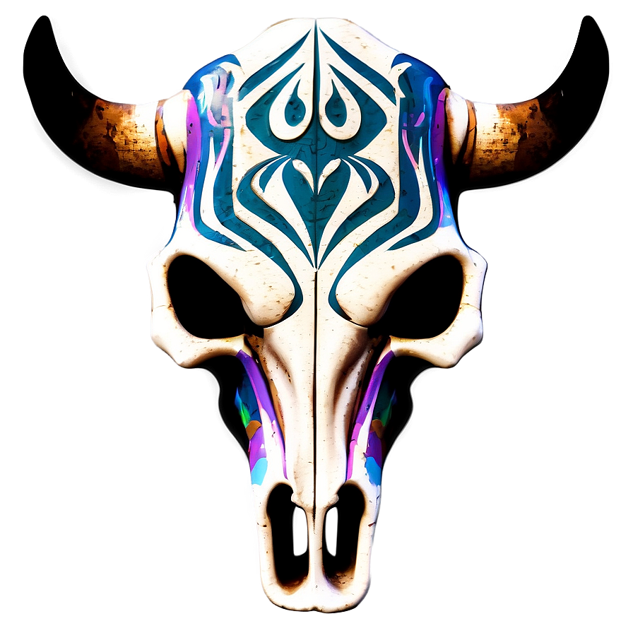 Bull Skull With Abstract Elements Png Htv37