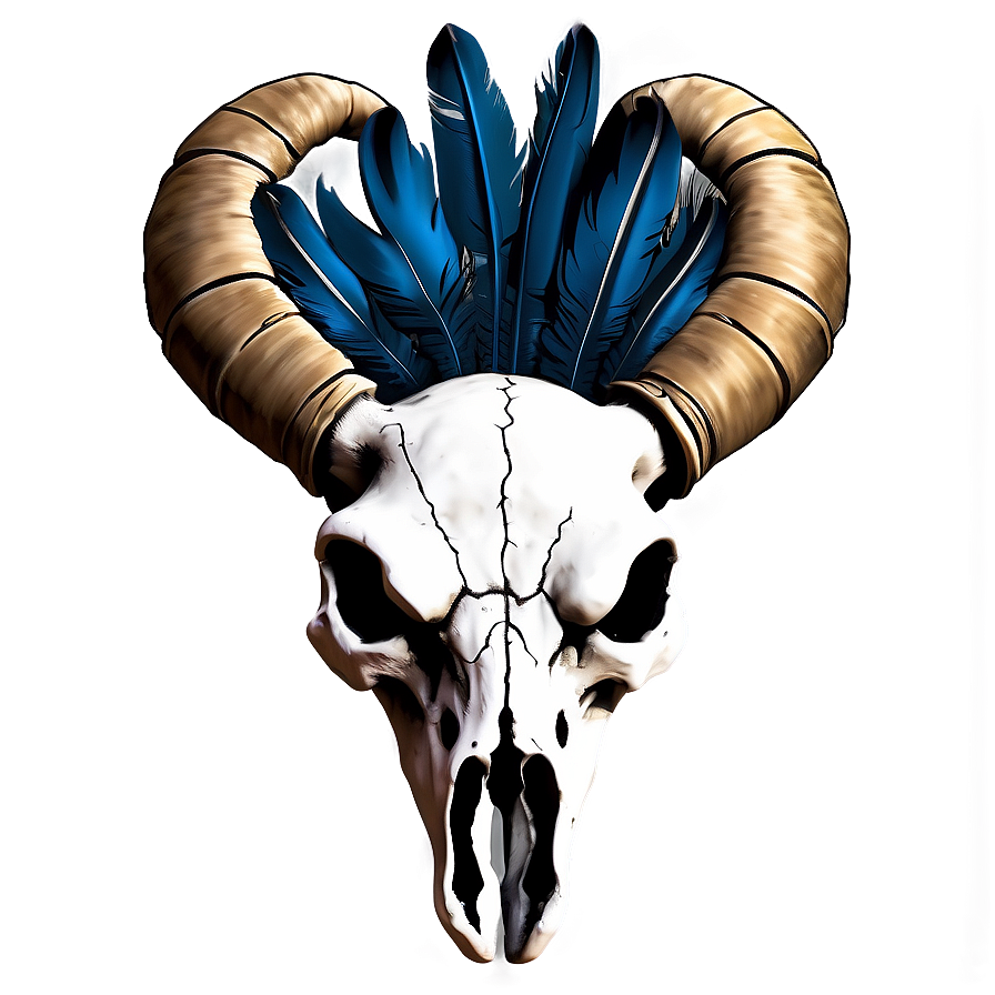 Bull Skull With Eagle Feathers Png 72