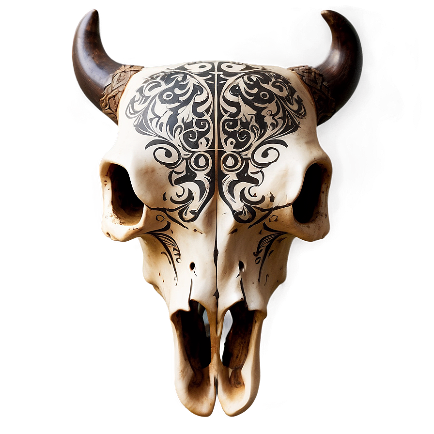 Bull Skull With Ornamental Design Png Wgu