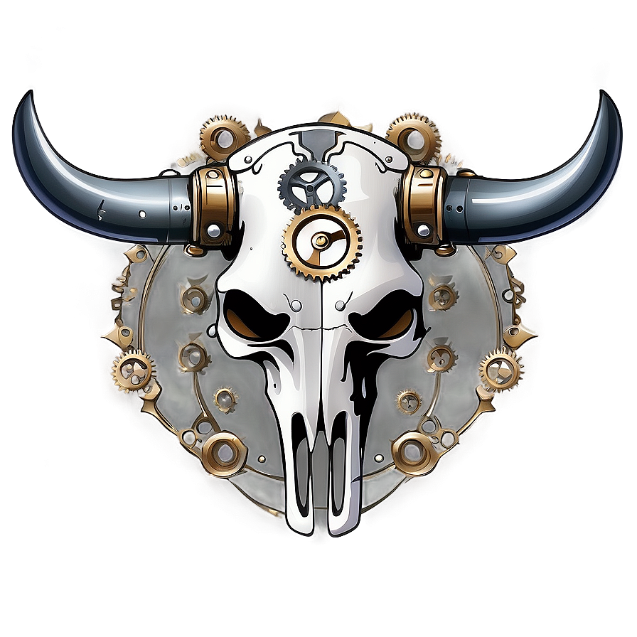 Bull Skull With Steampunk Elements Png Yhb44