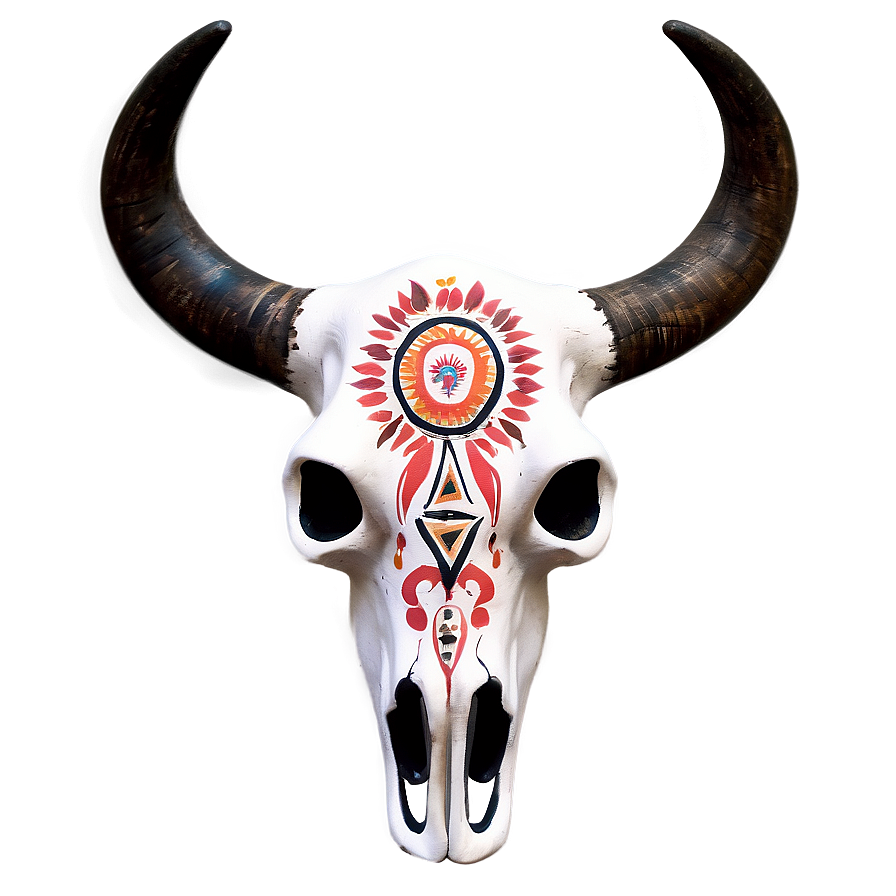 Bull Skull With Tribal Marks Png Nqj