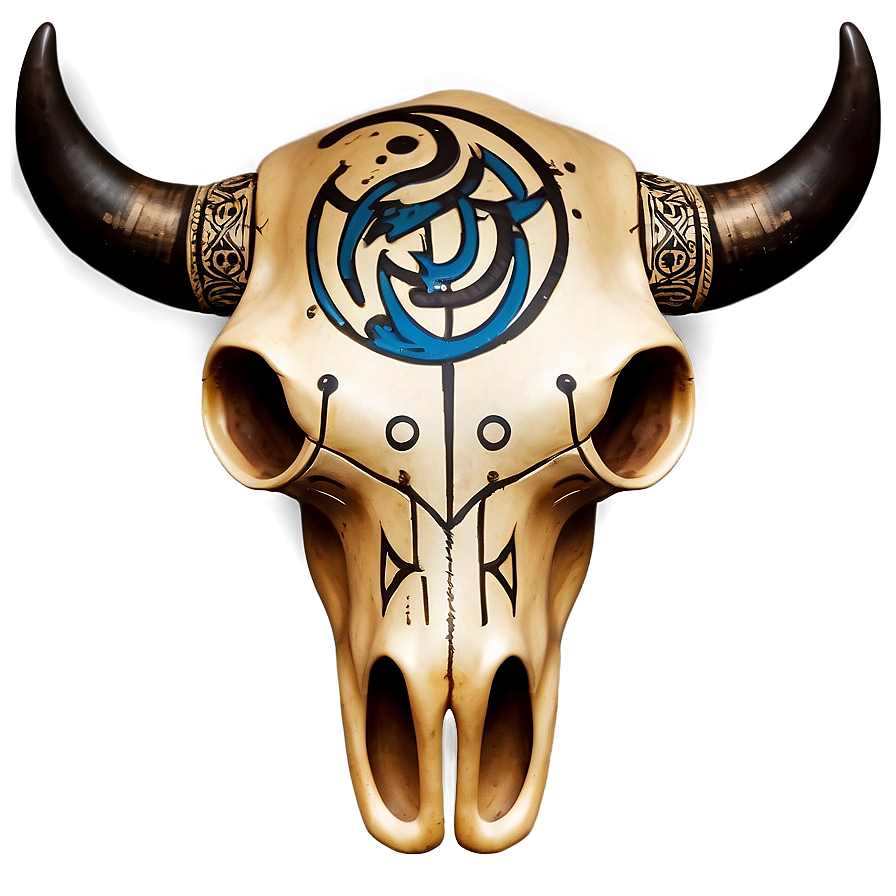 Bull Skull With Tribal Marks Png Vby