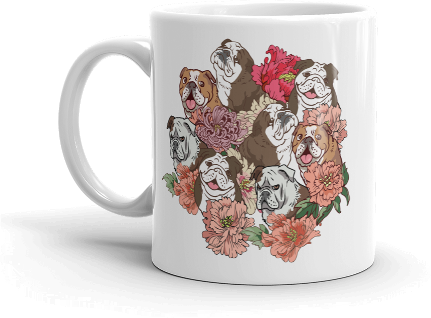 Bulldog Floral Mug Design