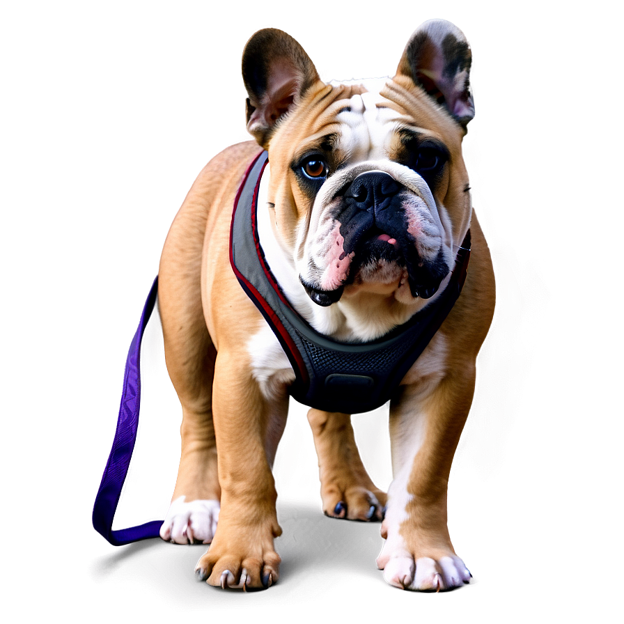 Bulldog With Leash Png Mte72