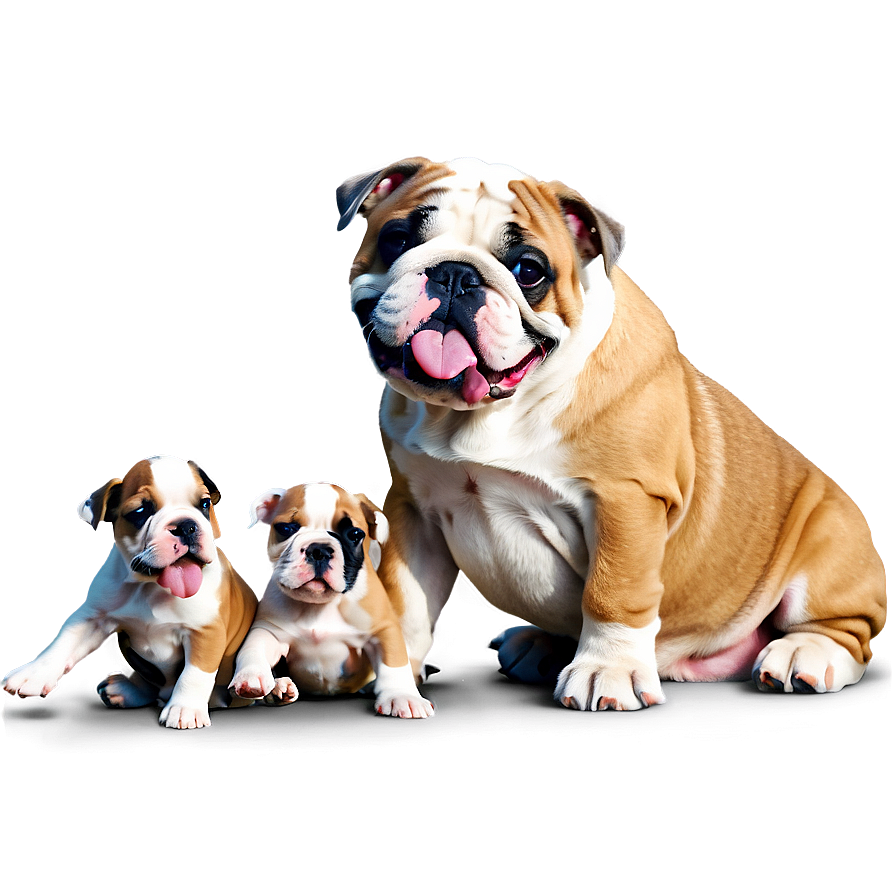 Bulldog With Puppies Png Amx