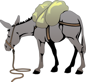 Burdened Donkey Illustration