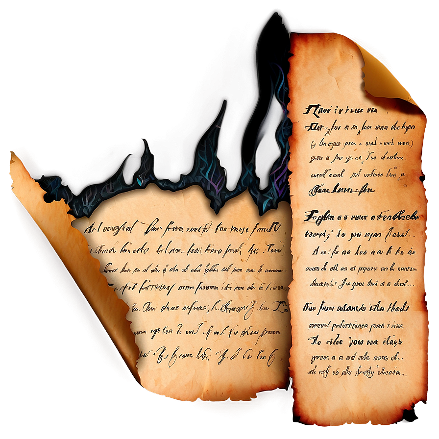 Burned Paper With Writing Png 15