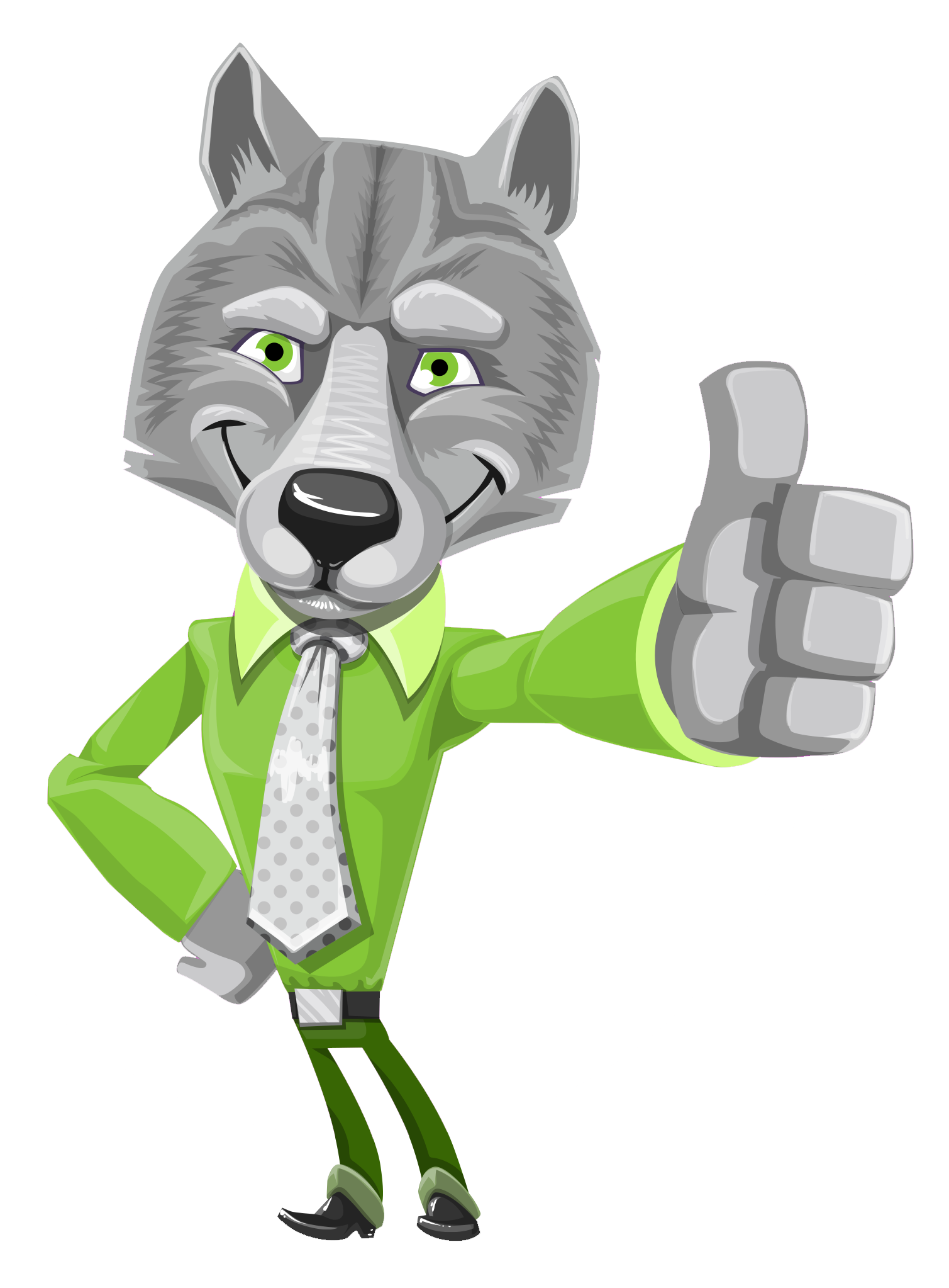 Business Wolf Thumbs Up Cartoon