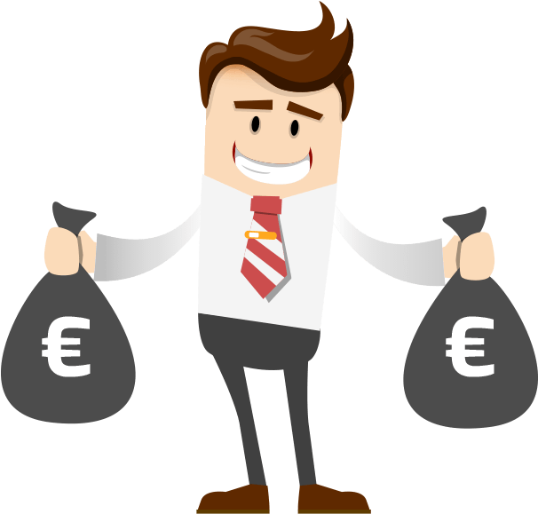 Businessman Holding Euro Money Bags Vector