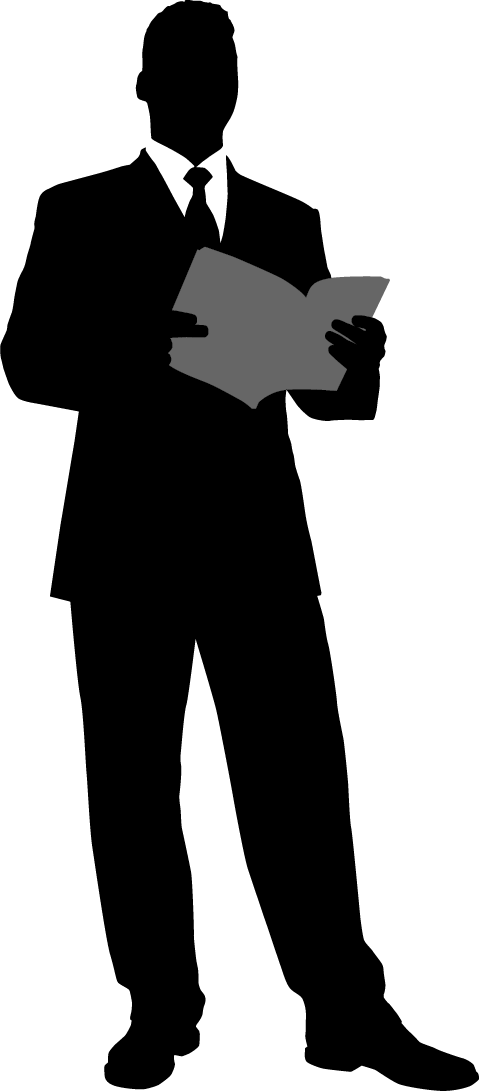 Businessman Reading Document Silhouette