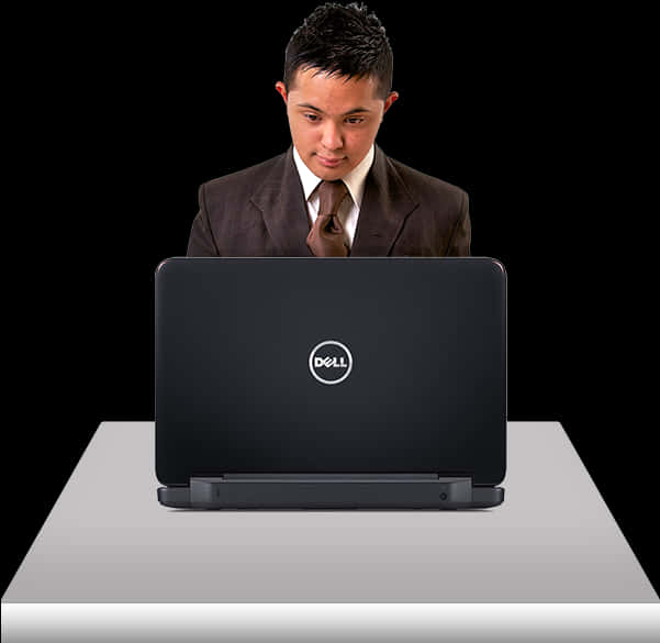 Businessman Using Dell Laptop