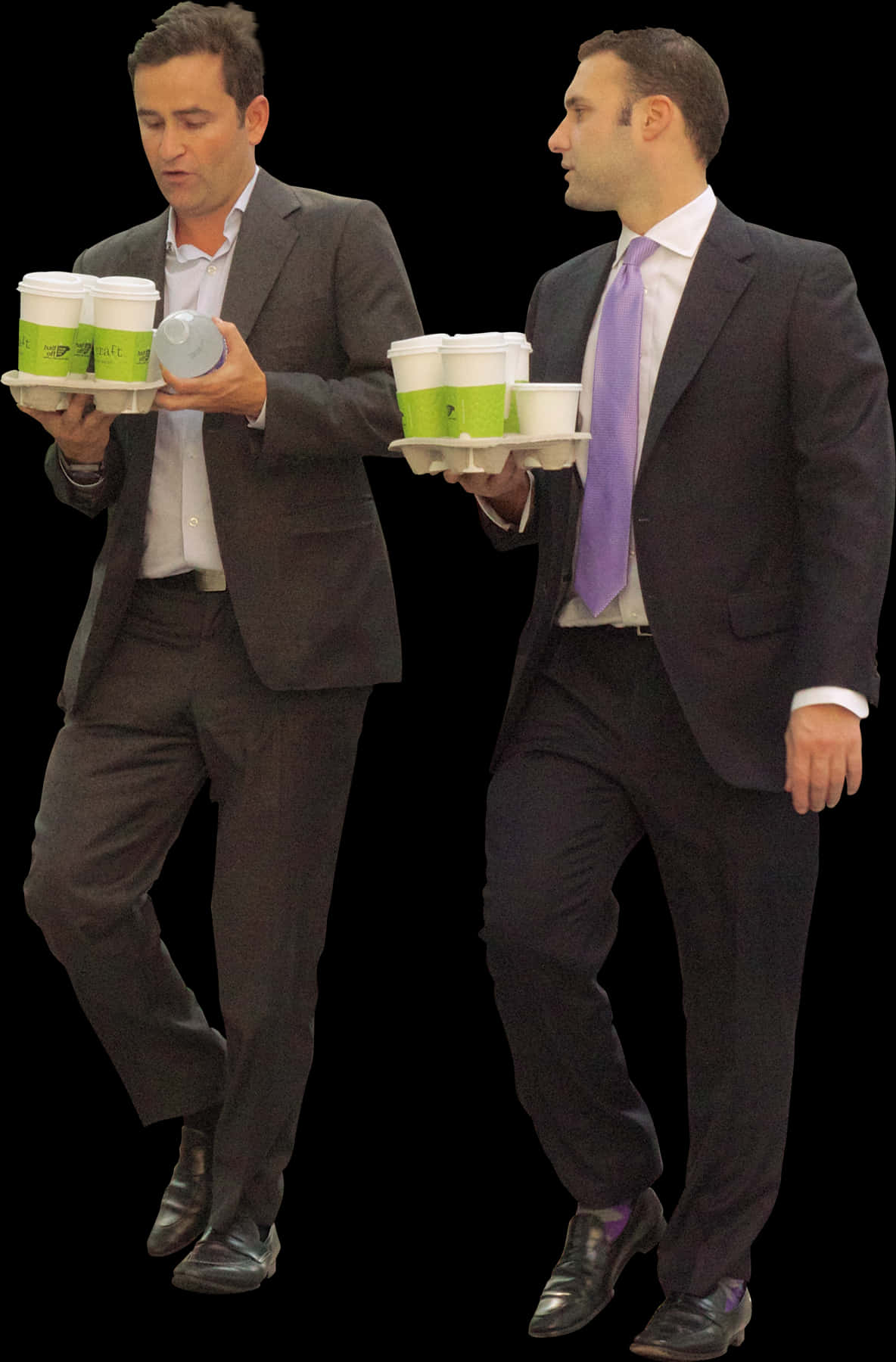 Businessmen Carrying Coffee Cutout