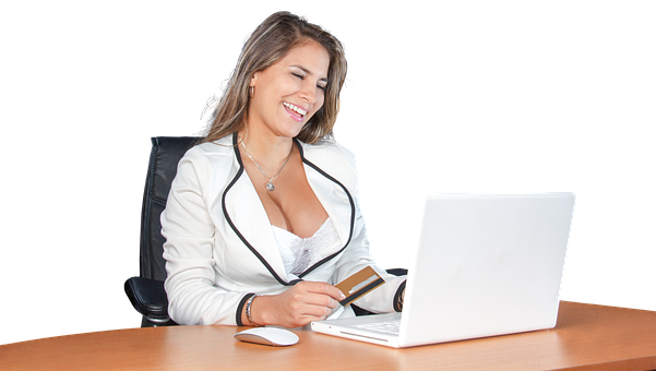 Businesswoman Online Shopping Smile