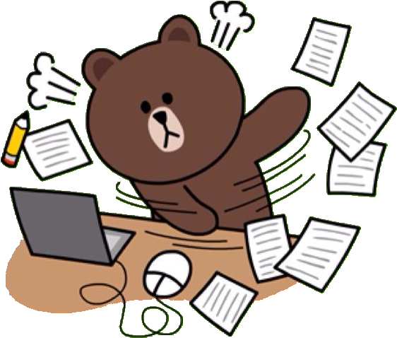 Busy Bear At Work Illustration