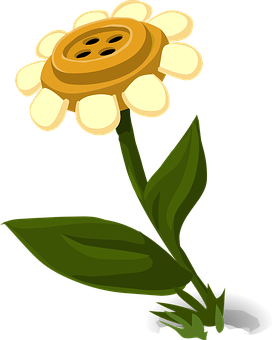 Button Daisy Cartoon Flower