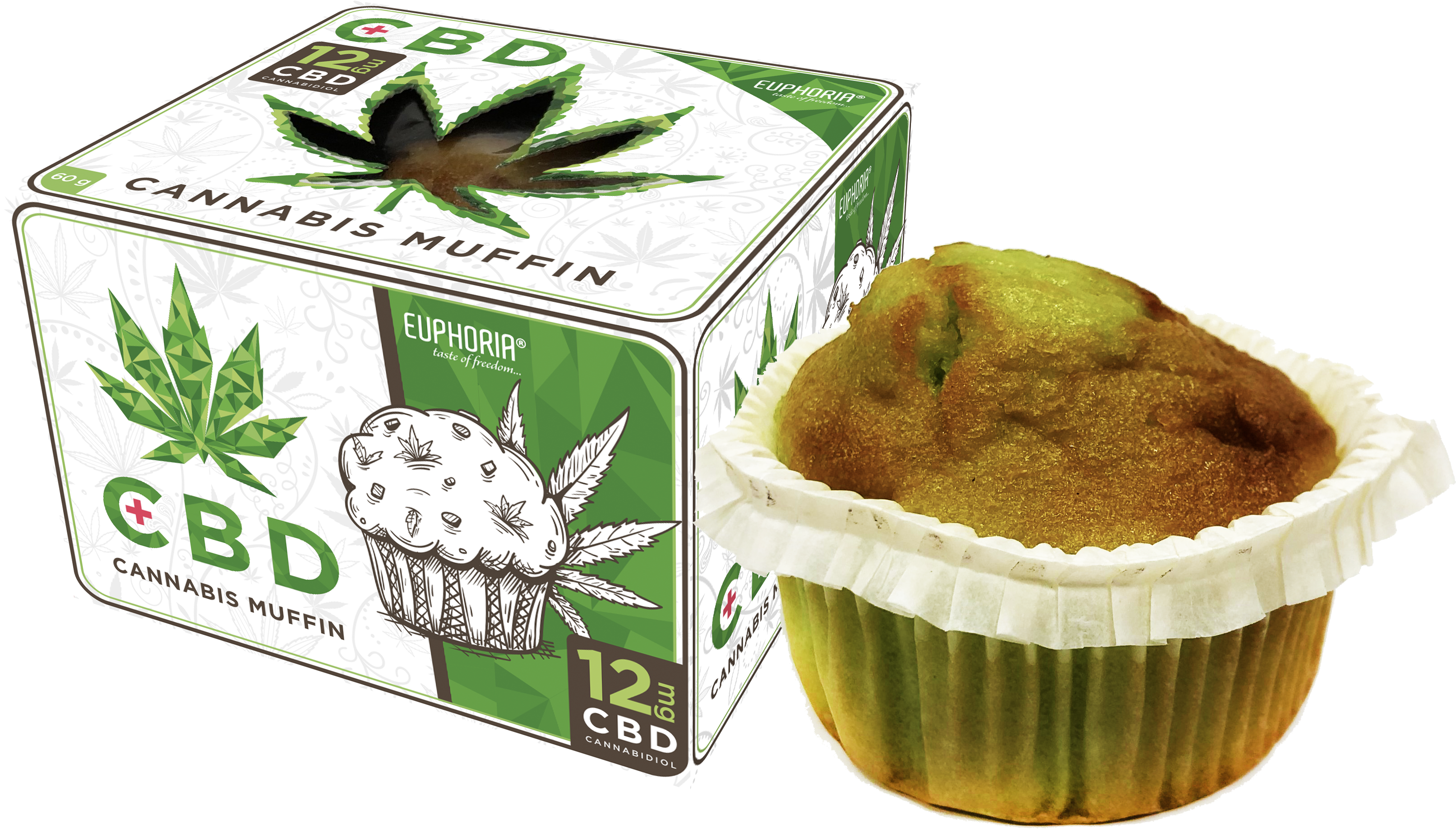 C B D Cannabis Muffin Packagingand Product