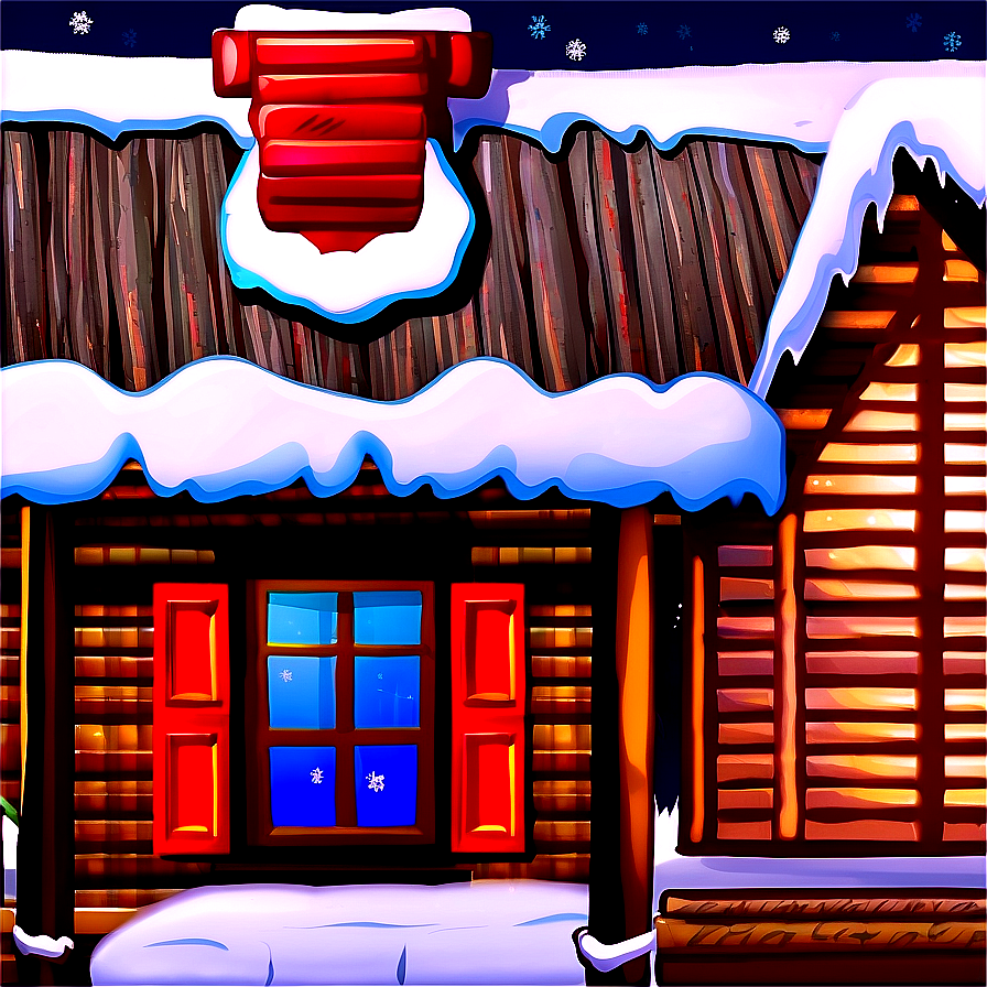 Cabin With Christmas Decorations Png Eku41