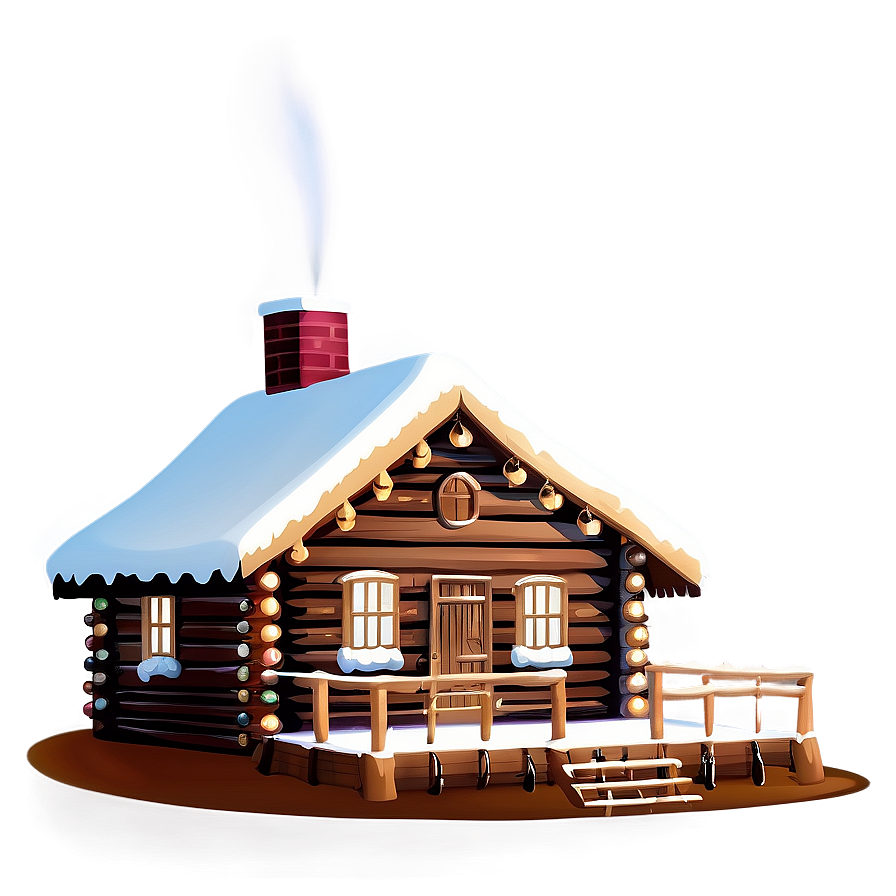 Cabin With Christmas Decorations Png Itt85