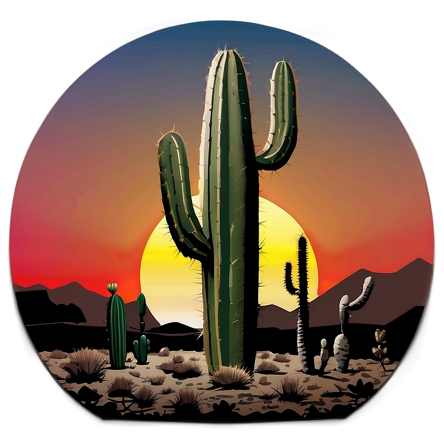 Cactus Sunset Scene Png 95