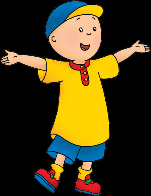 Caillou Cartoon Character Welcoming Pose