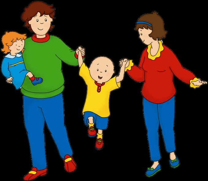 Caillou Family Holding Hands