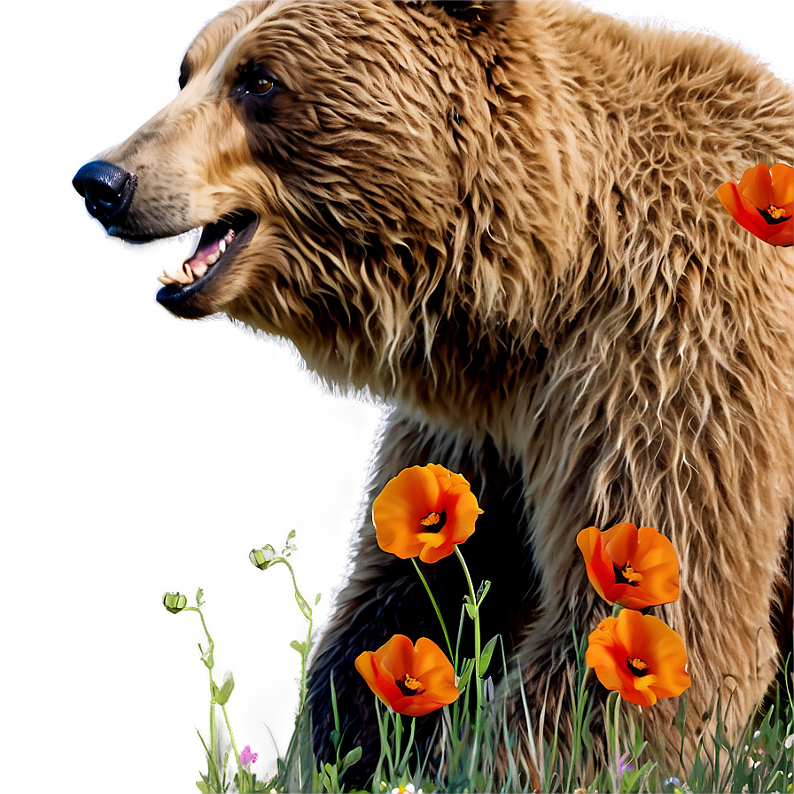 California Bear And Poppy Flowers Png Jpd54