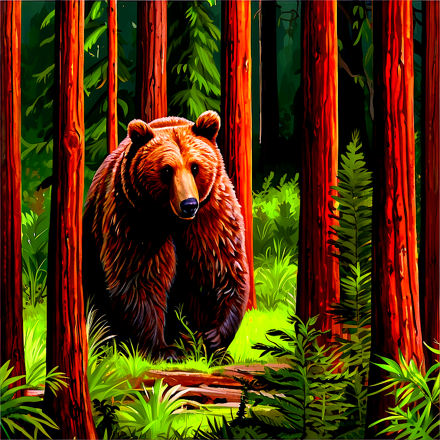 California Bear And Redwoods Png Iwq