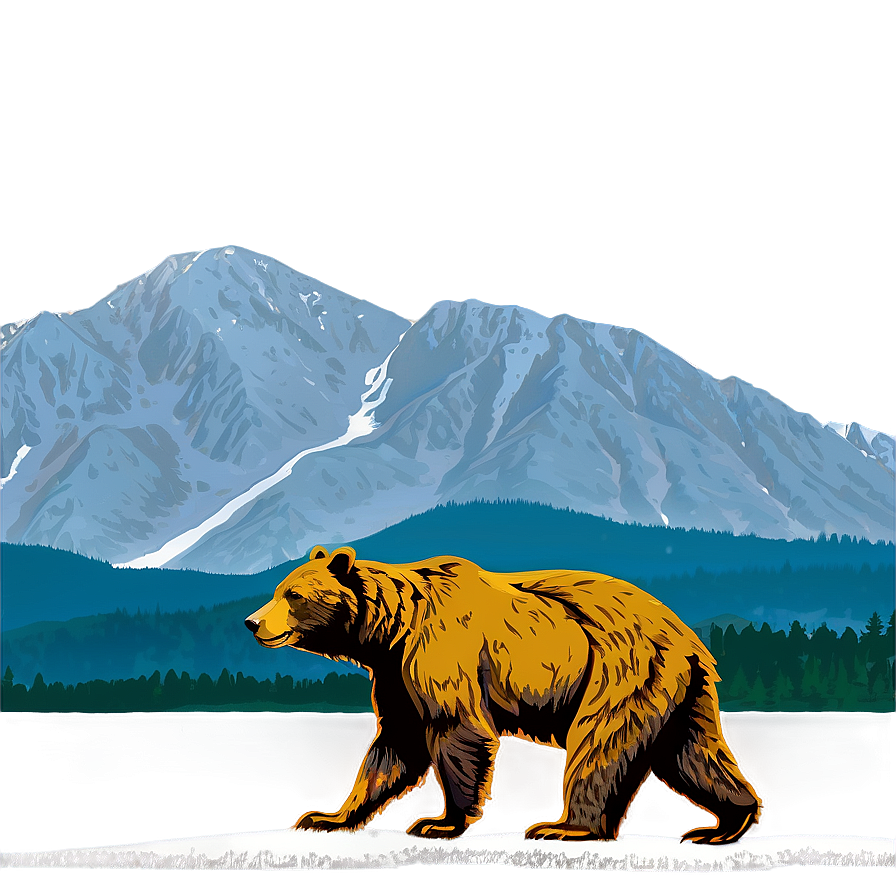 California Bear With Mountains Background Png Oja69