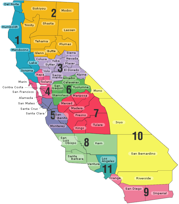 California Counties Map Color Coded