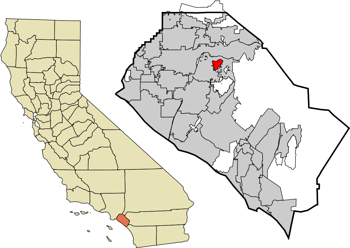 California County Outlinewith Major Cities