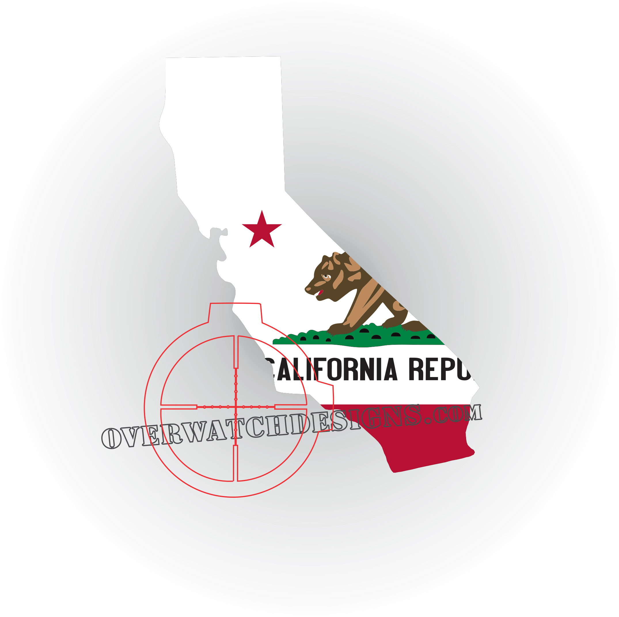 California State Outlinewith Flag Elements