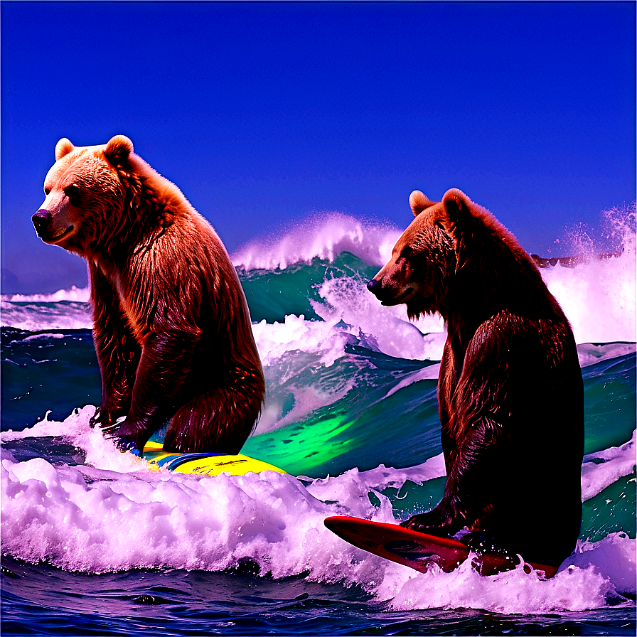 California Surfing Bear Png Tlx