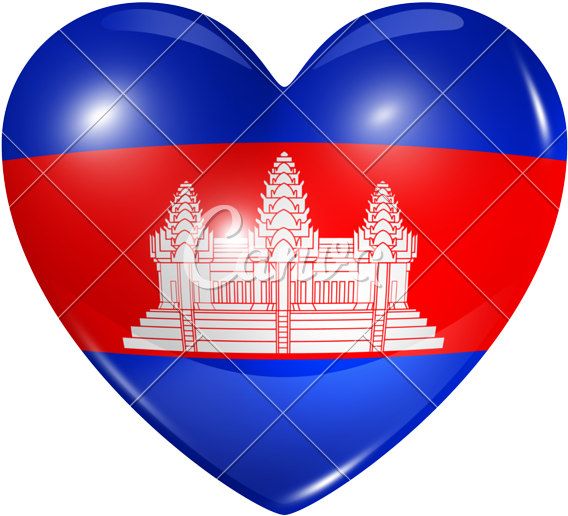 Cambodian Flag Heart Shaped Graphic