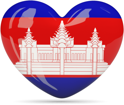 Cambodian Flag Heart Shaped Graphic