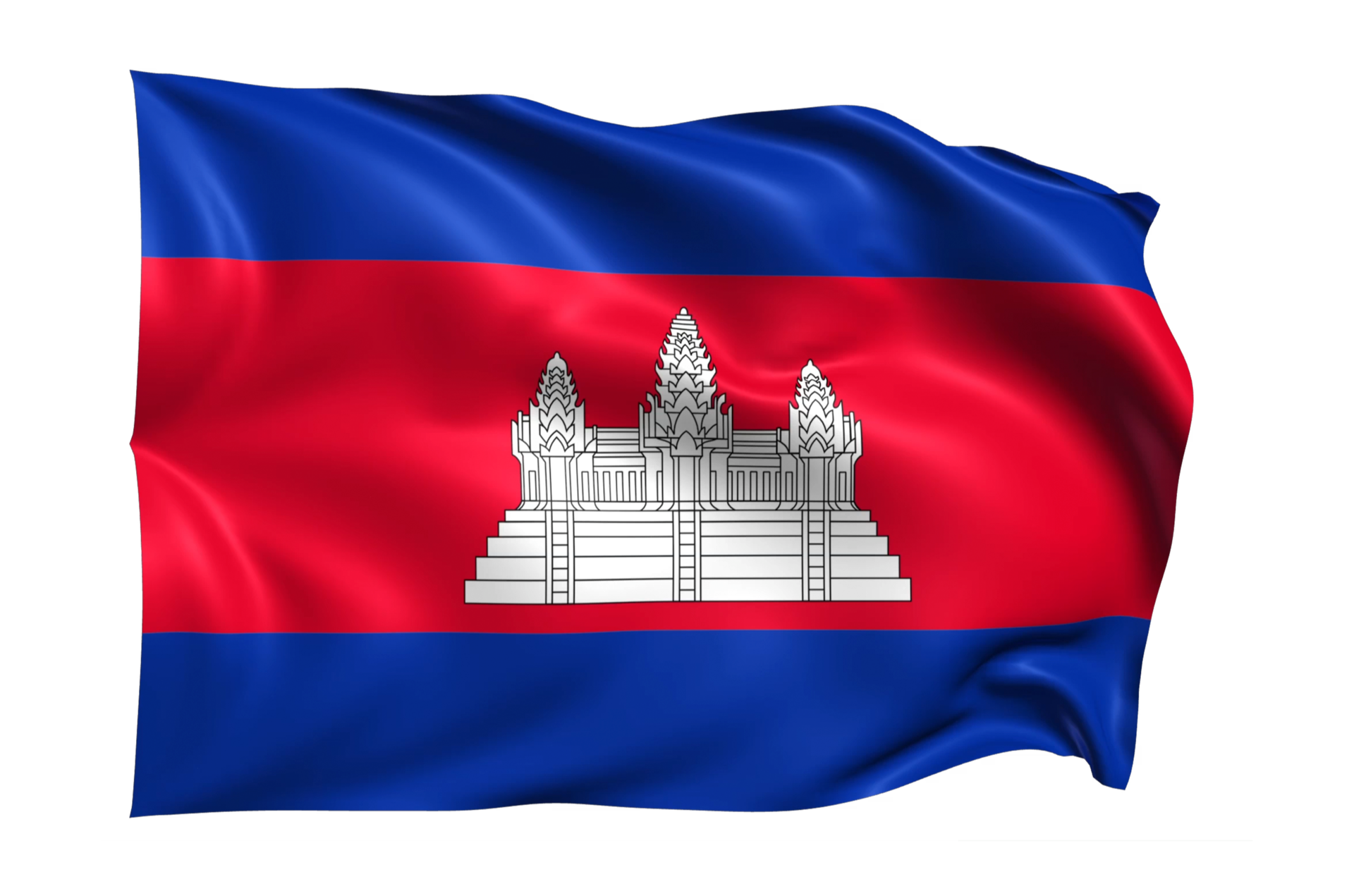 Cambodian National Flag Waving