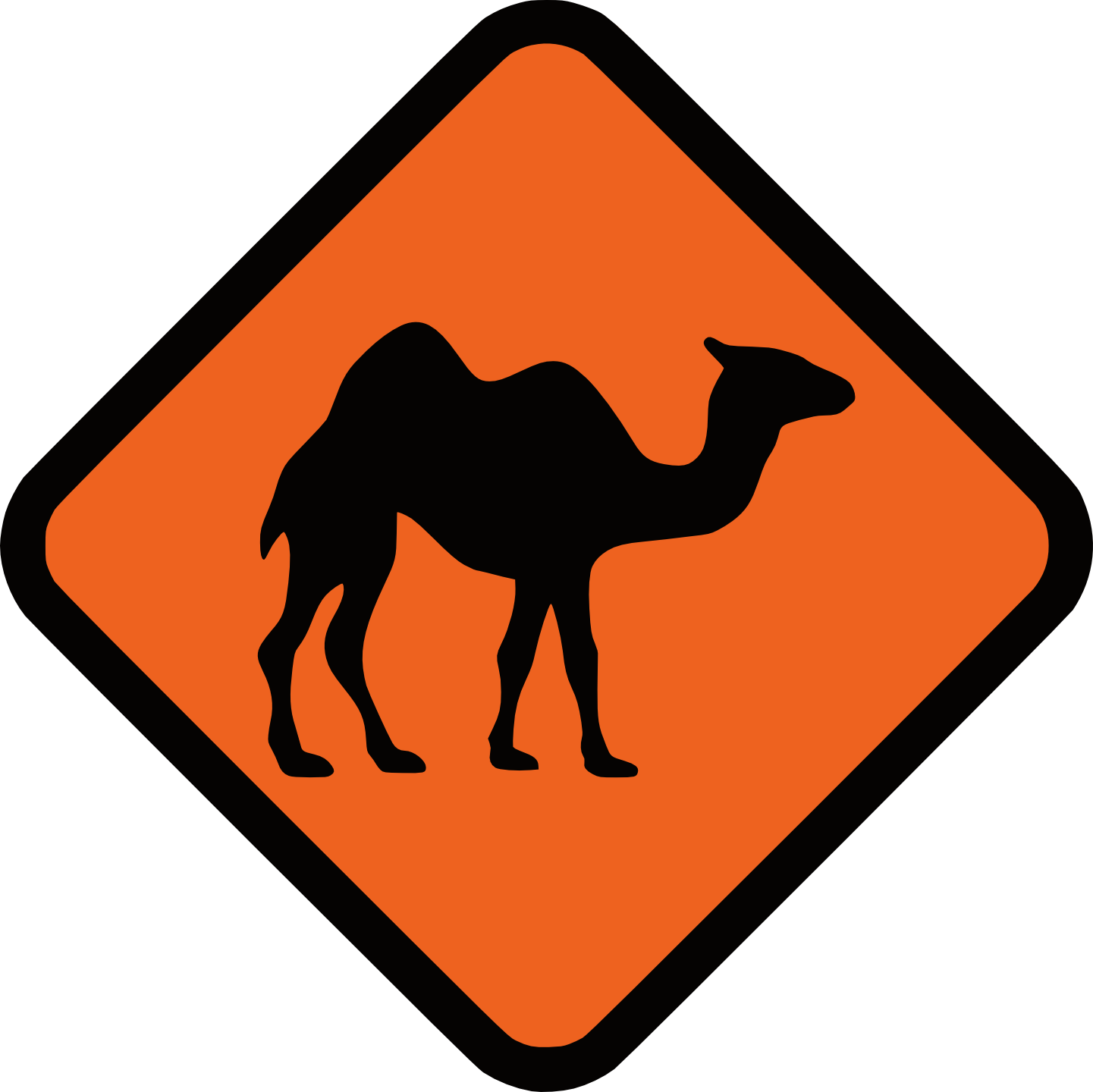 Camel Silhouette Road Sign