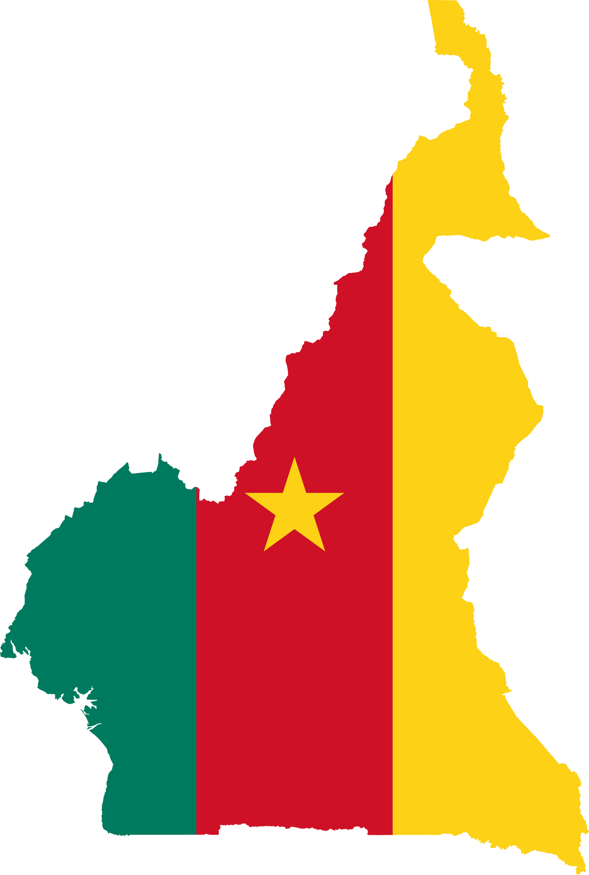 Cameroon Map Outlinewith Flag