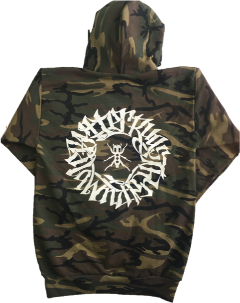 Camo Hoodiewith Graphic Print