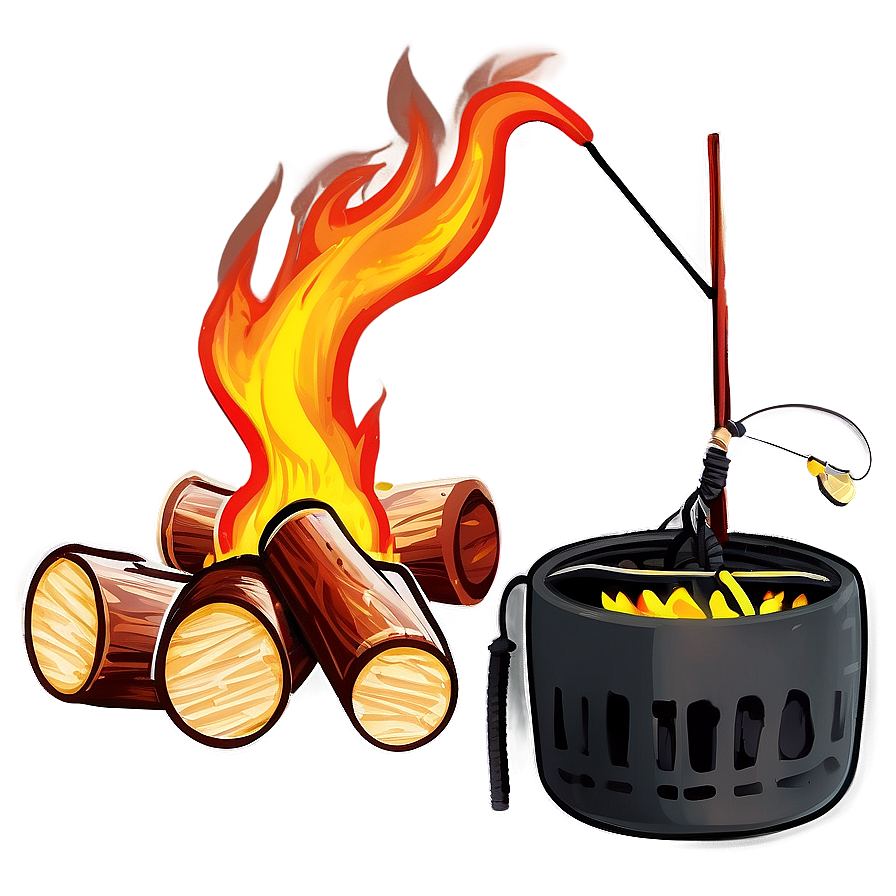 Campfire And Fishing Rod Png 05242024