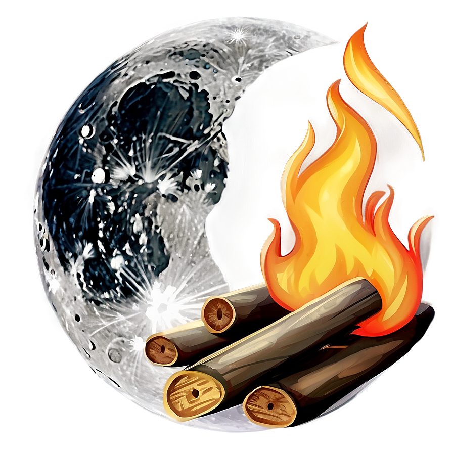 Campfire And Full Moon Png 89