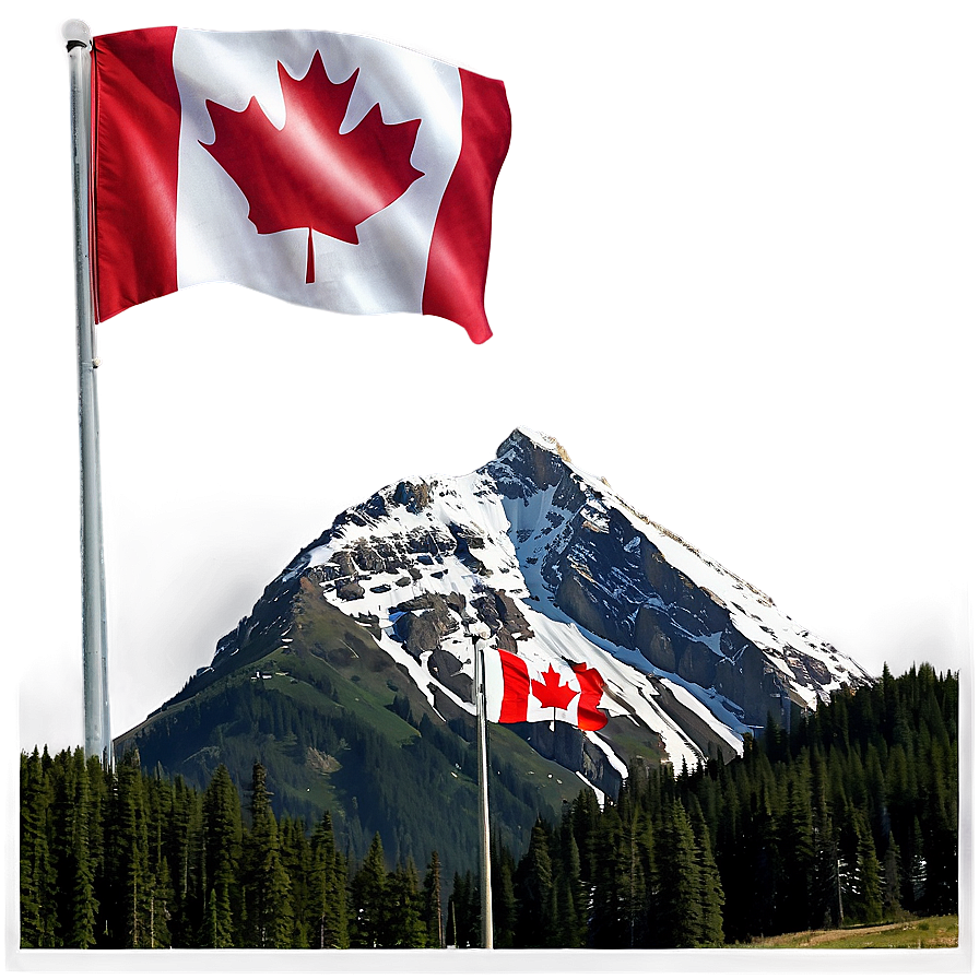 Canada Flag With Mountains Background Png 05232024