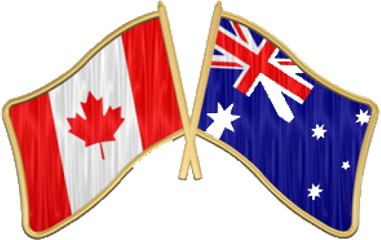Canadaand Australia Flags Crossed