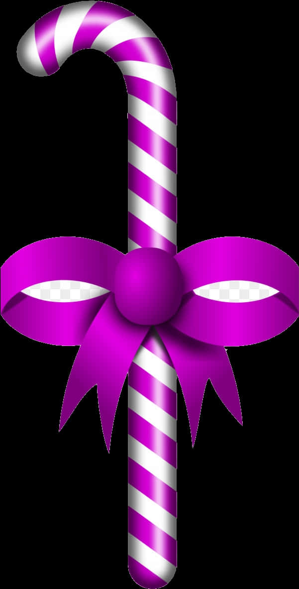 Candy Cane With Pink Bow