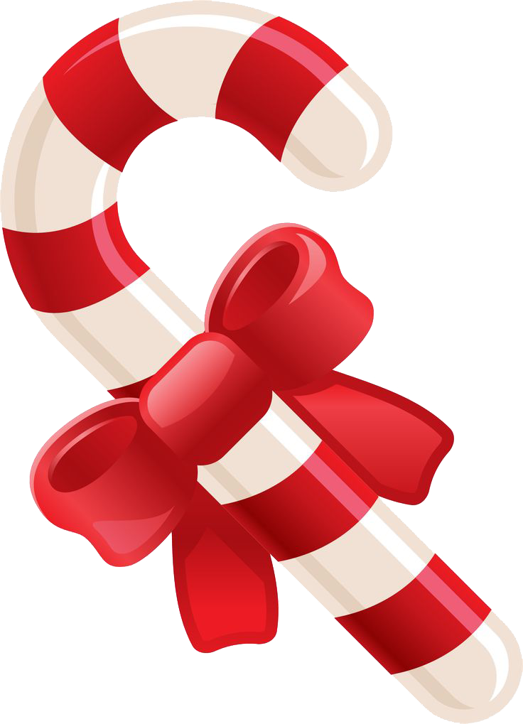 Candy Cane With Red Bow Christmas Decoration