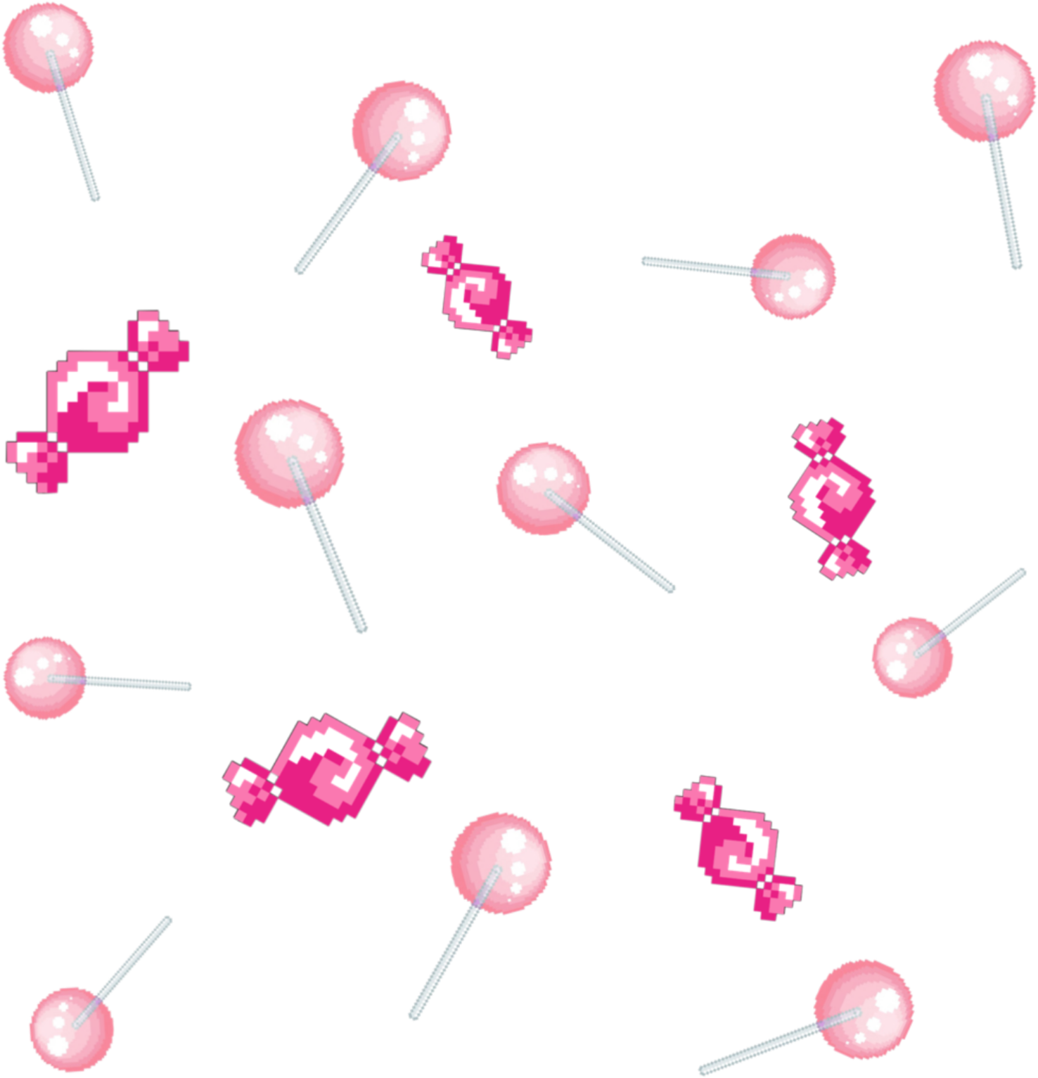 Candyand Pixels Pattern Pink Background