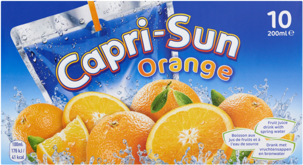 Capri Sun Orange Flavor Packaging