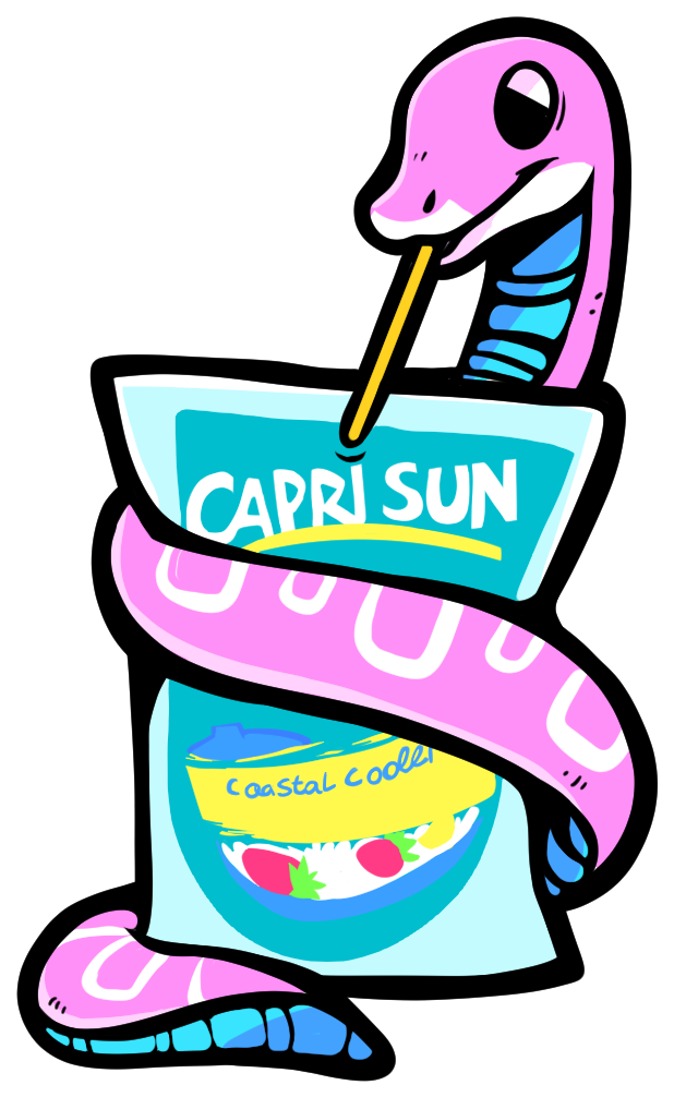 Capri Sun Snake Character Drinking