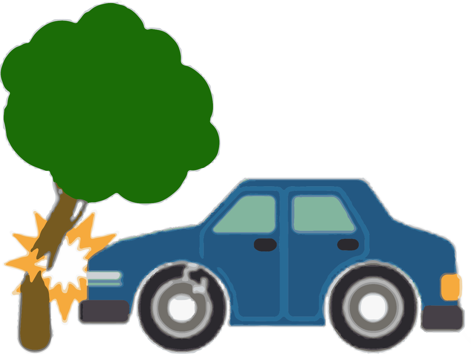 Car Crash Into Tree Illustration