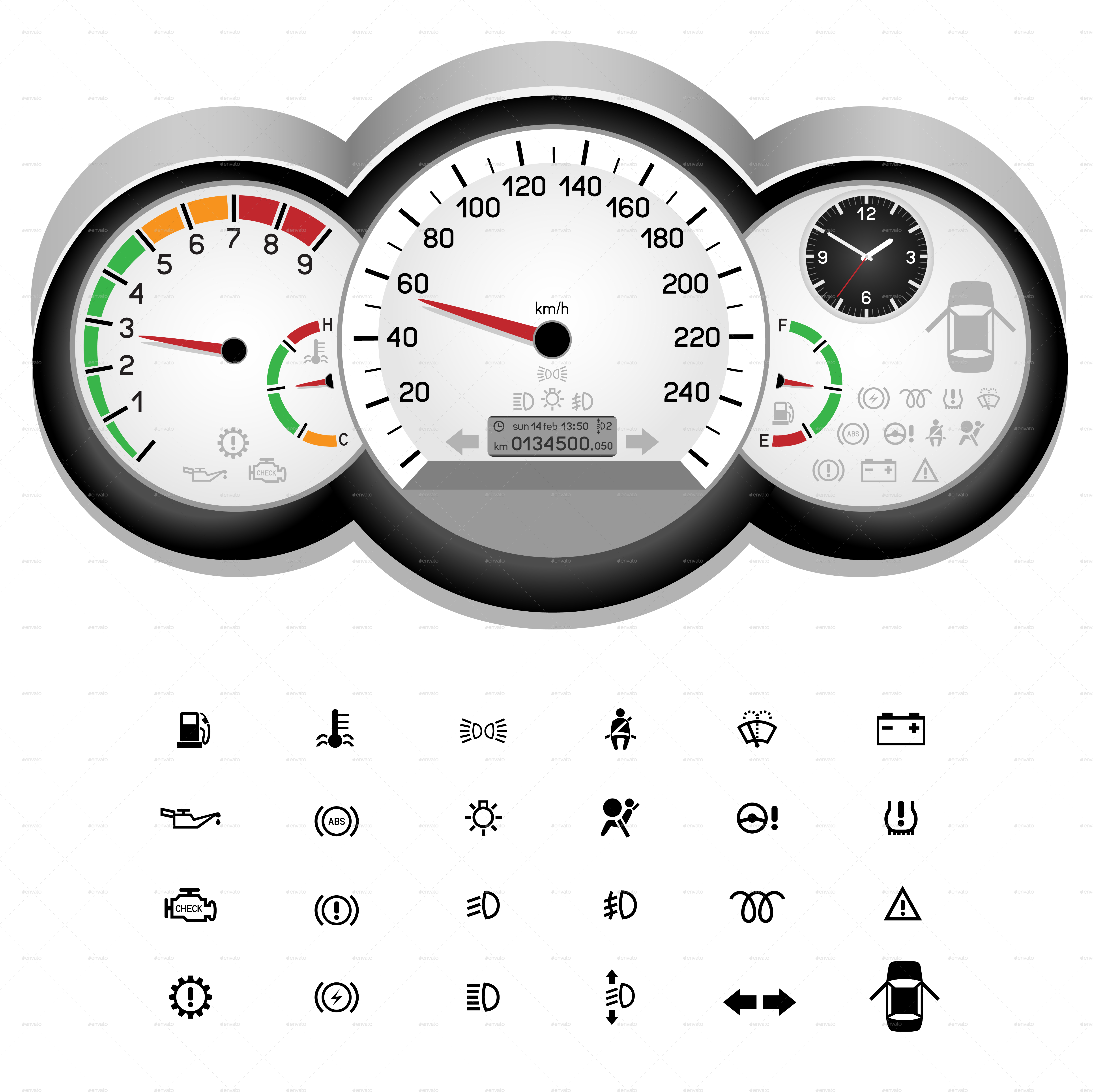 Car Dashboard Speedometer Cluster